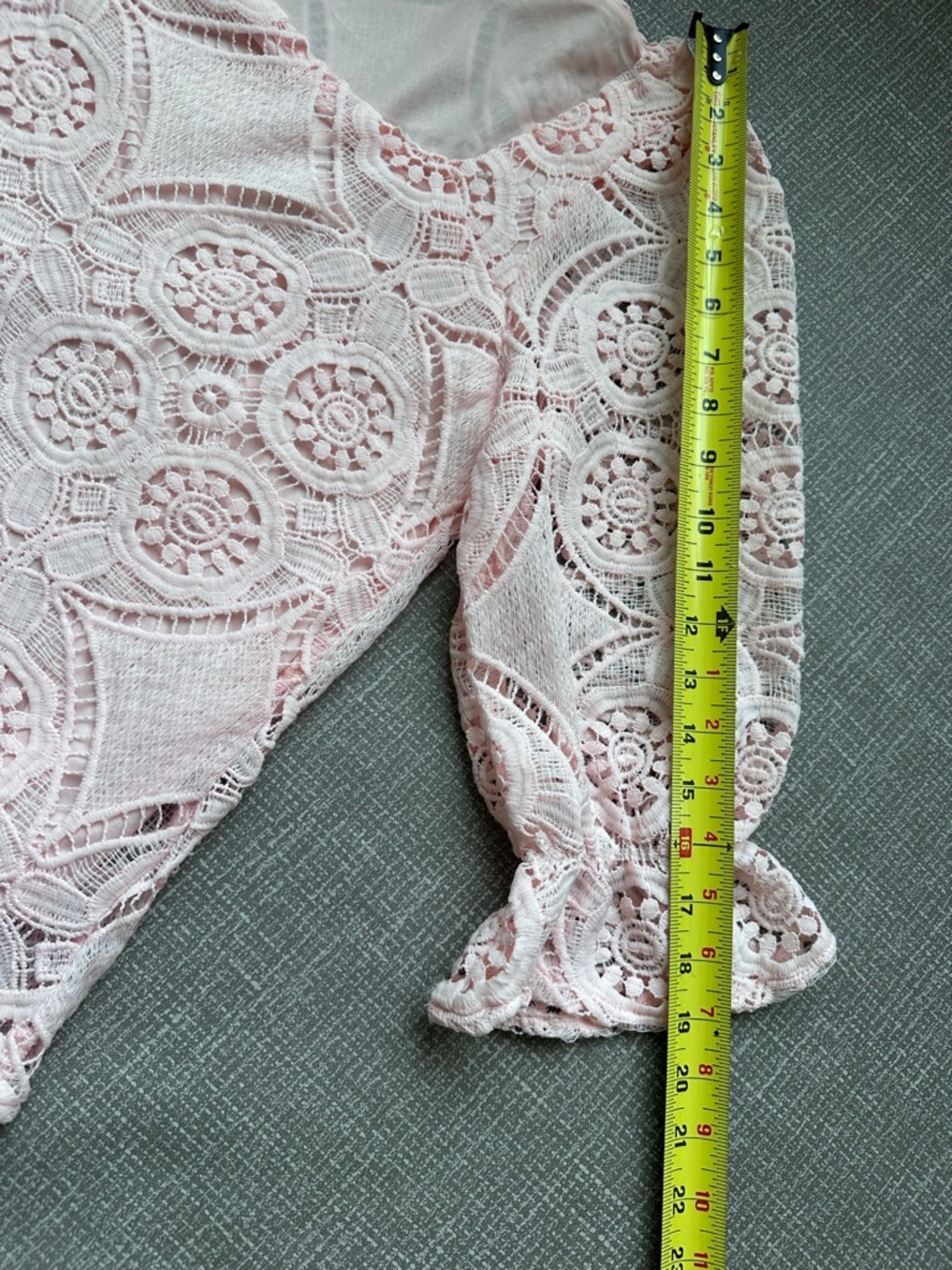 The Nines Blush Pink Lace Crochet Square Neck Top Size Small - Picture 10 of 14